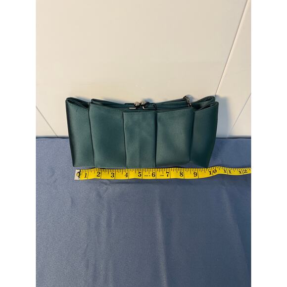 COAST Green Satin Unique Evening Bag Clutch with Chain Shoulder Strap NWT - Picture 9 of 14